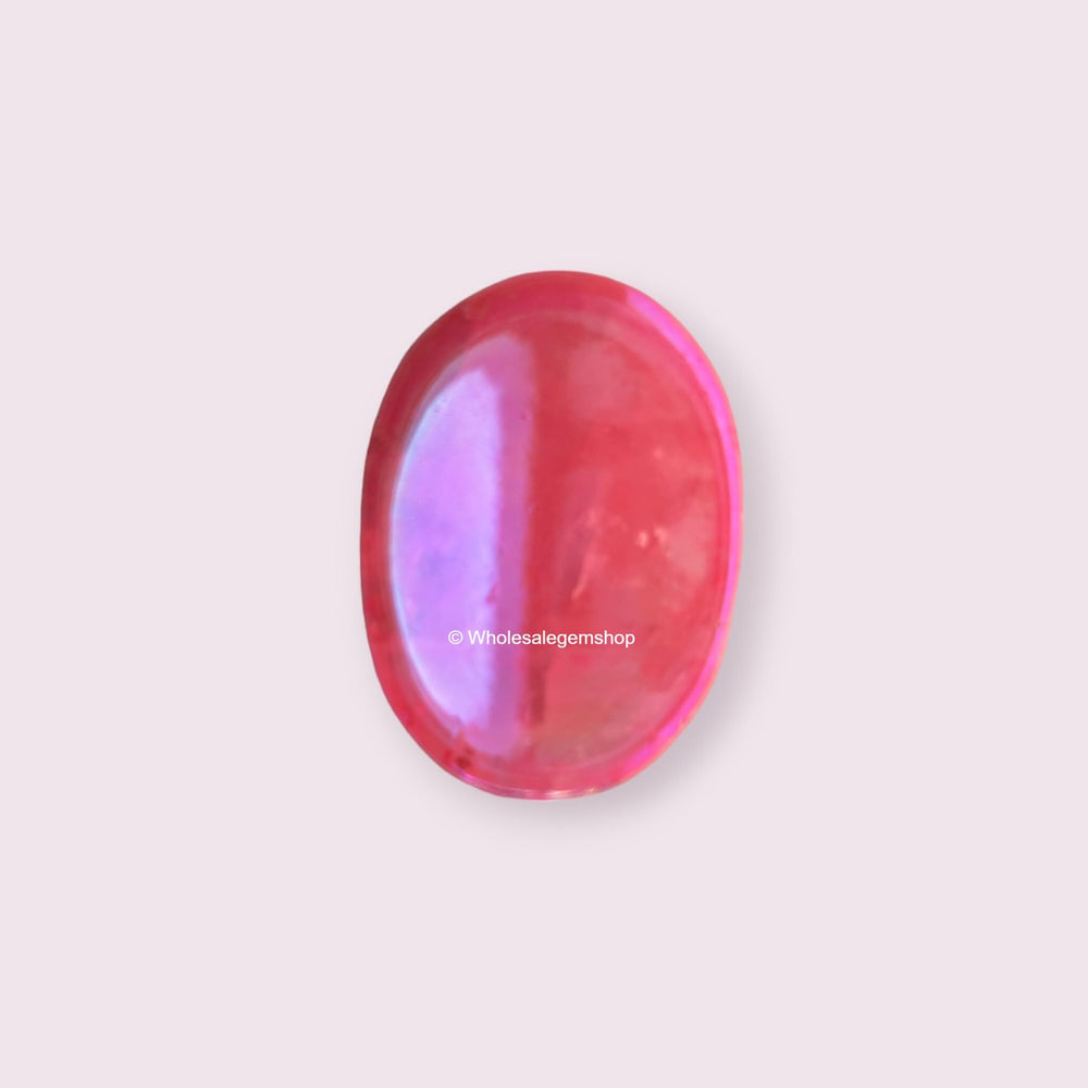 GEMSCITE Angel Aura Rose Quartz worry stone with protective pouch