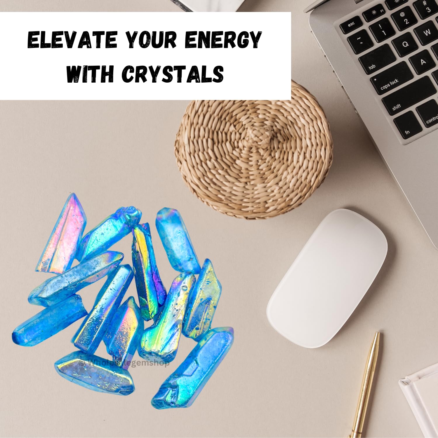 GEMSCITE Aqua Aura Quartz meditation use in a calm setting