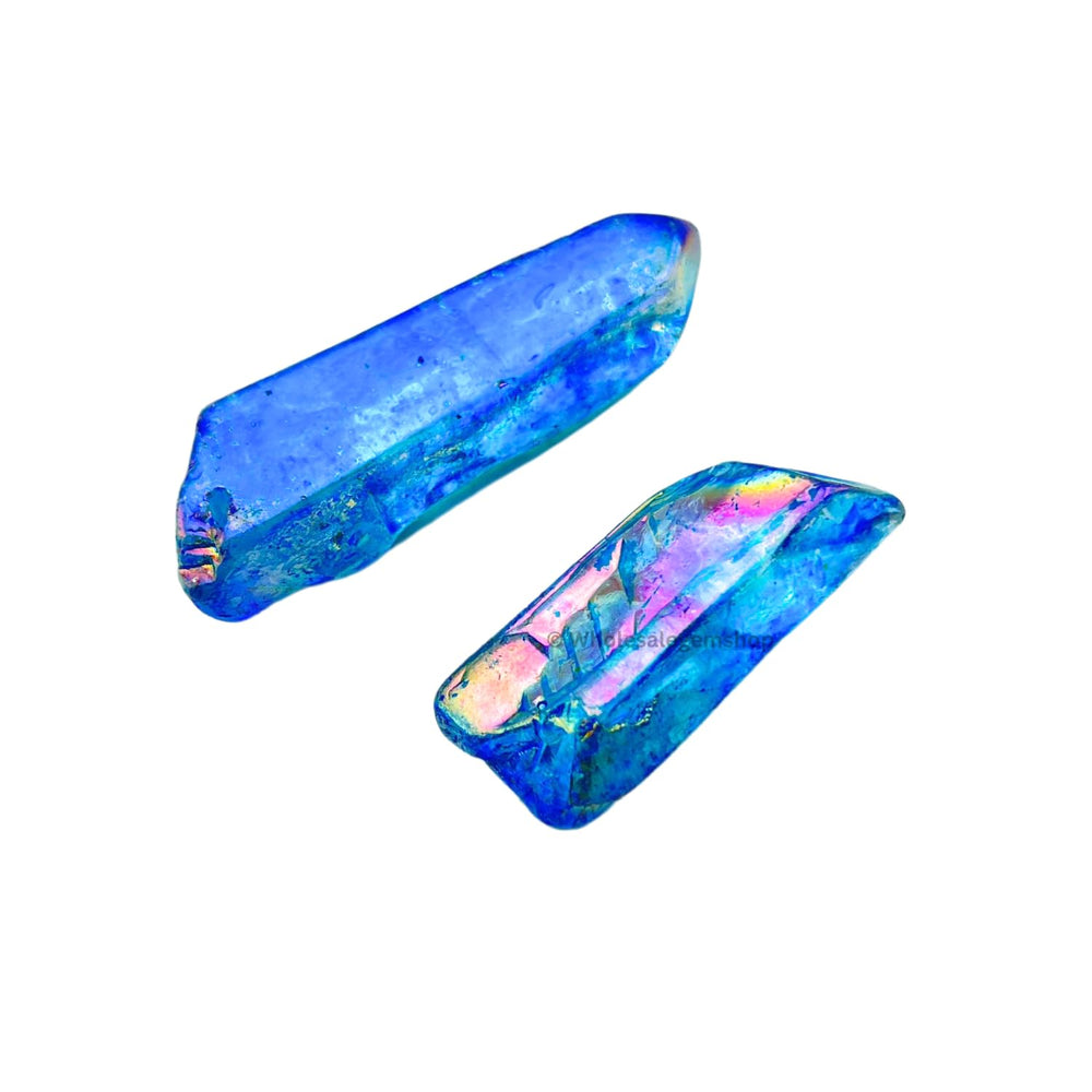 GEMSCITE Aqua Aura Quartz rough crystal stone with natural texture