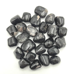 GEMSCITE Black Tourmaline tumbles in a pouch for home decor and calm ambiance.