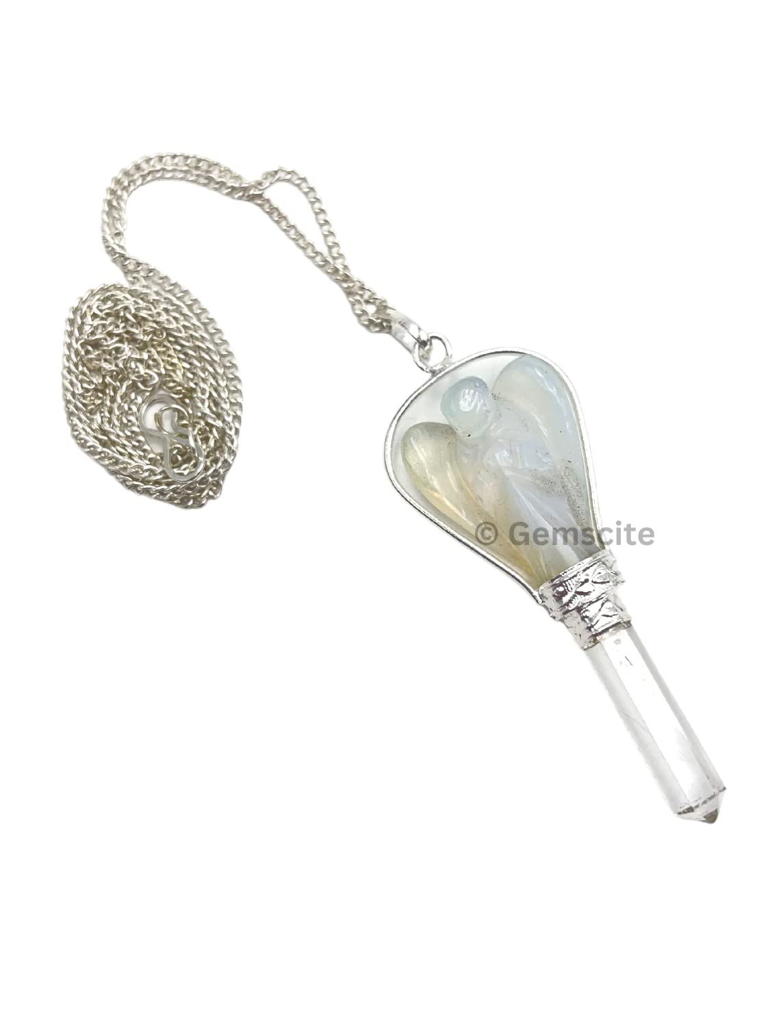 GEMSCITE Clear Quartz Point Pencil detail for crystal energy focus and meditation.