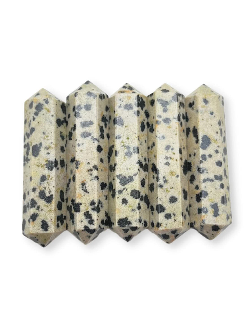 GEMSCITE Dalmatian Jasper double terminated pendant ready for necklace projects and energy work
