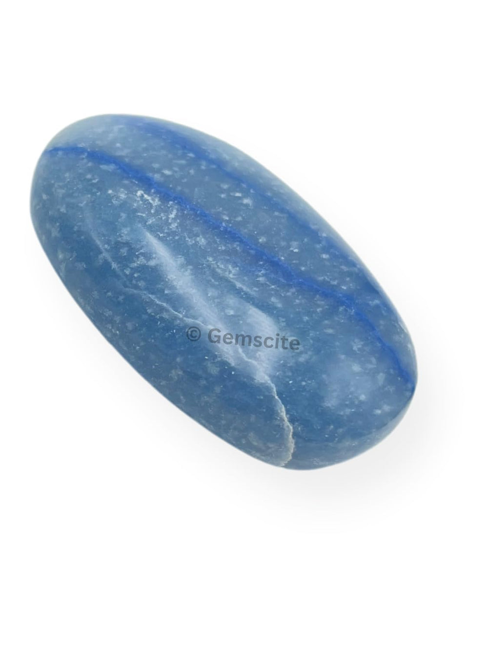 Gemscite Dumortierite palm stone cut and polished for smooth handling