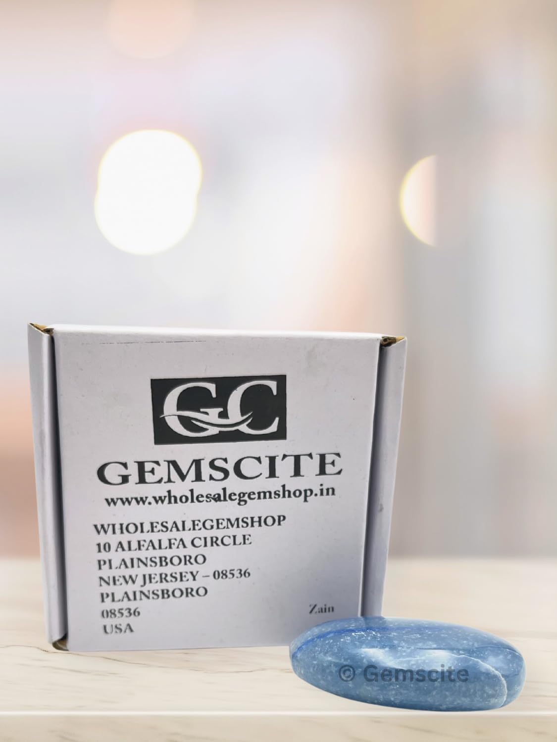 Gemscite Dumortierite palm stone gift-ready for thoughtful gifting