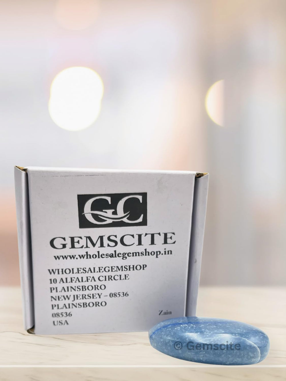 Gemscite Dumortierite palm stone gift-ready for thoughtful gifting