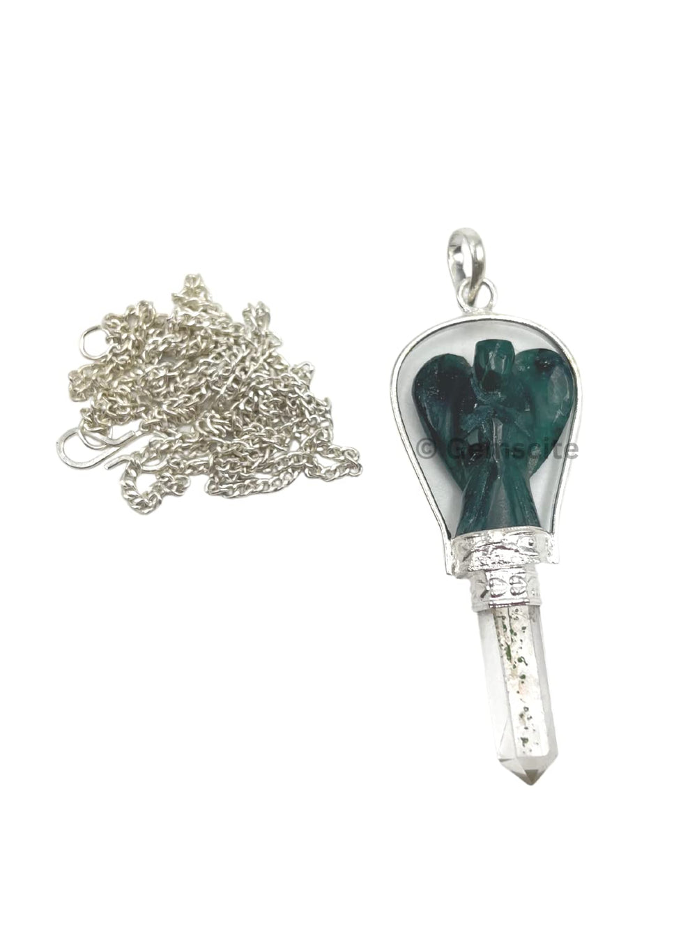 GEMSCITE guardian pendant with silver-plated chain showcased for daily spiritual style