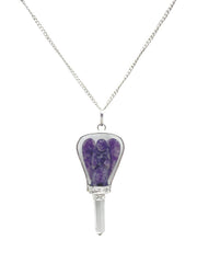 GEMSCITE guardian angel pendant with clear quartz point and silver chain for calming energy