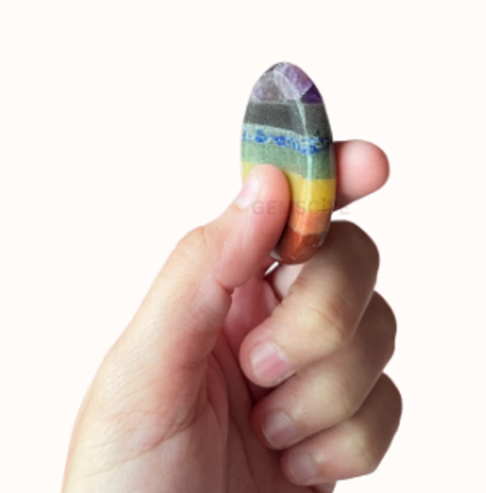 GEMSCITE hand carved worry stone with chakra balance for mindful breathing.