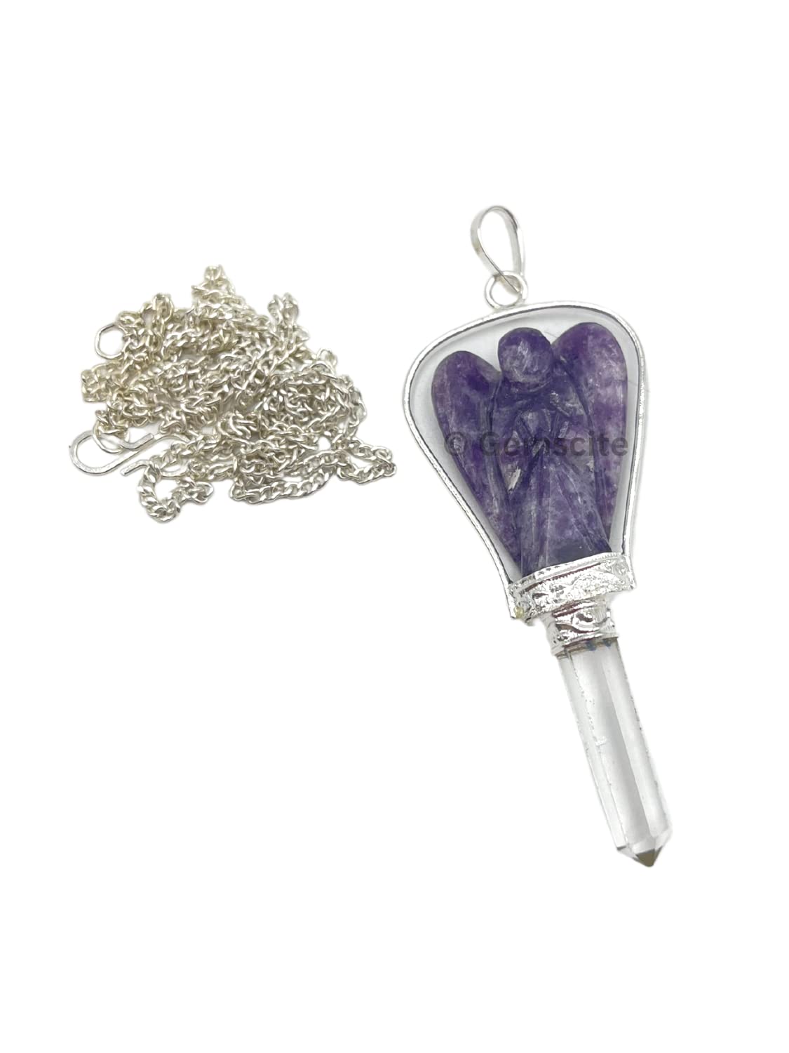 GEMSCITE two-piece angel pendant set hand-carved in India with pouch