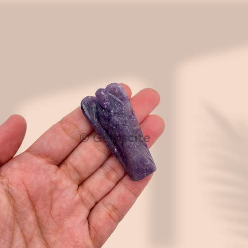 GEMSCITE guardian angel measures 2 inches, perfect for compact crystal displays.