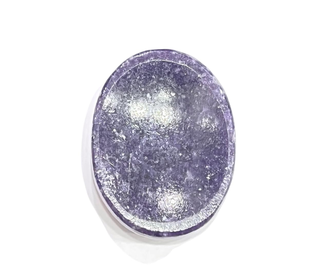 GEMSCITE Lepidolite worry stone front view promotes calm focus