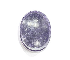 GEMSCITE Lepidolite worry stone front view promotes calm focus