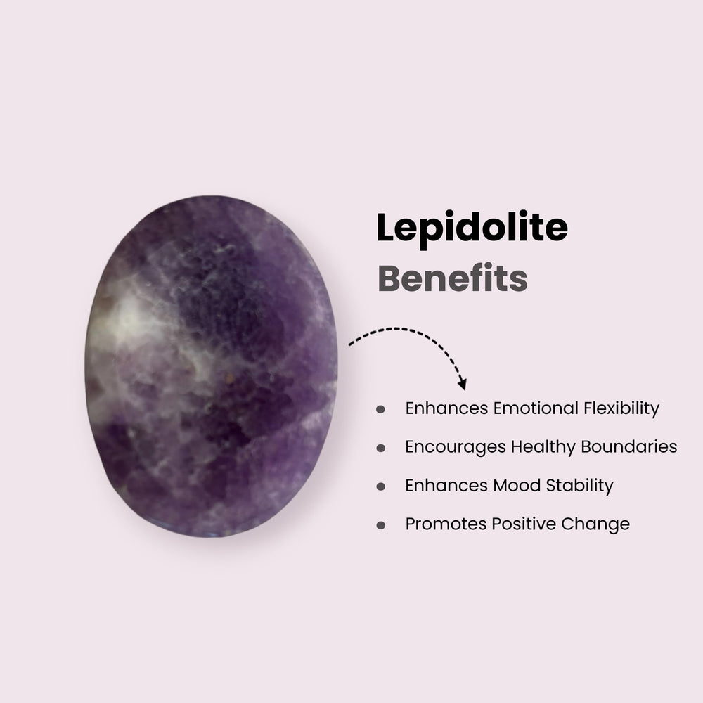 GEMSCITE Lepidolite worry stone in wallet for easy stress relief