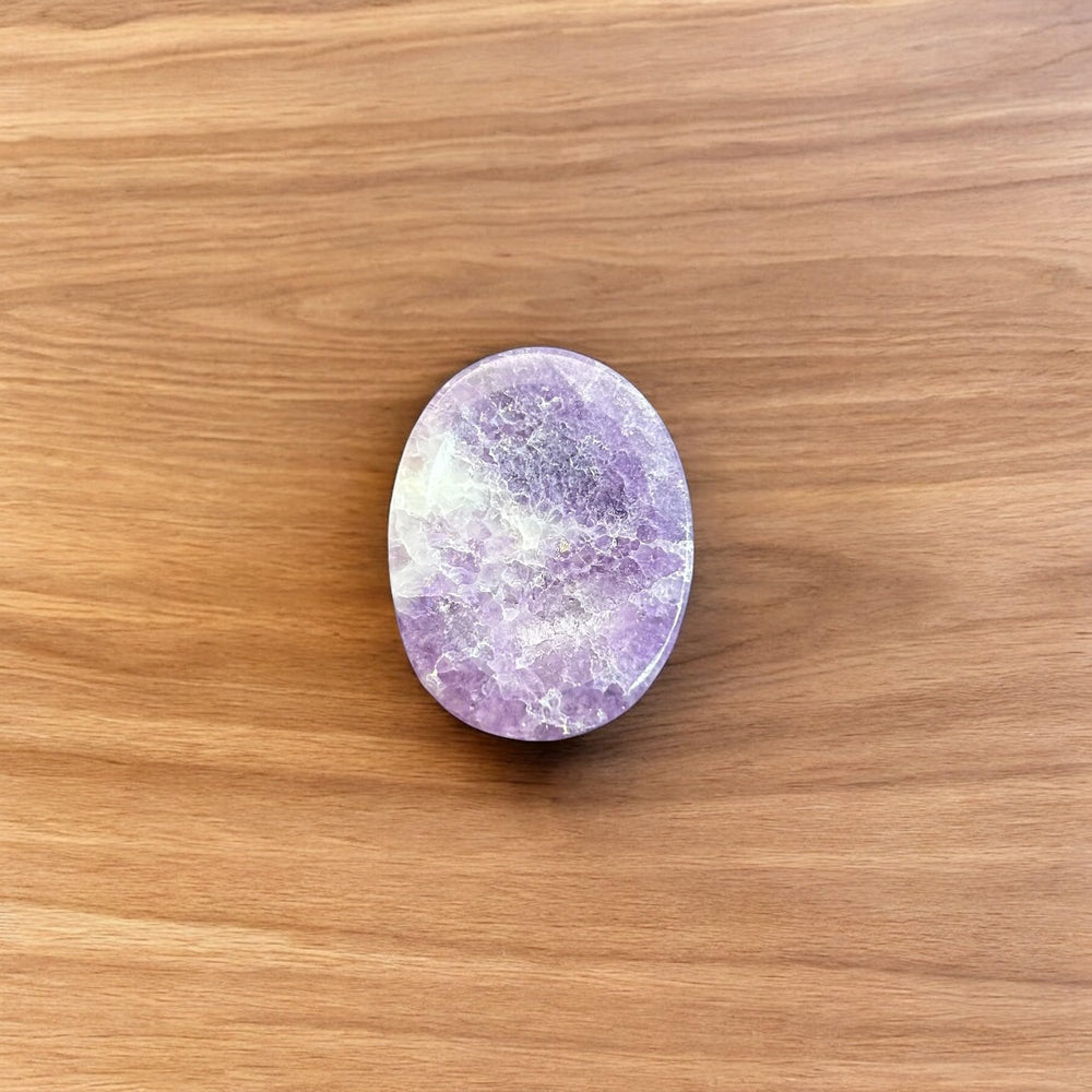 GEMSCITE Lepidolite worry stone with pouch for on-the-go calm