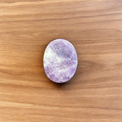 GEMSCITE Lepidolite worry stone with pouch for on-the-go calm