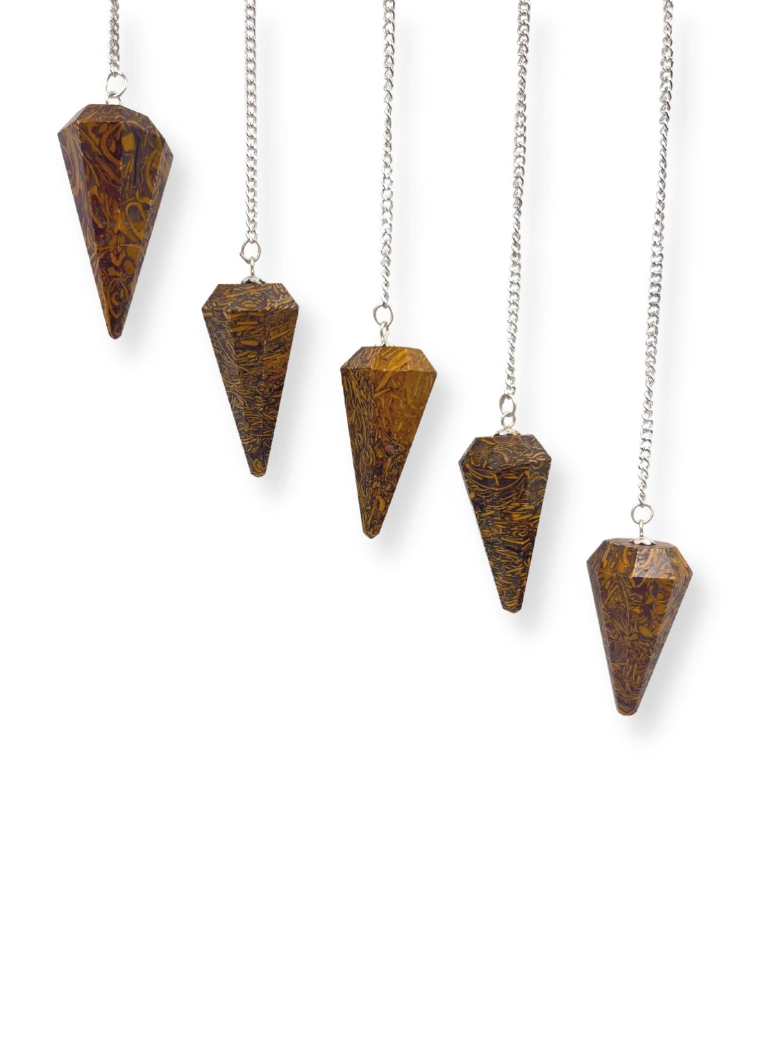 GEMSCITE Mariyam pendulum showing chain and clear quartz bead for crystal work.