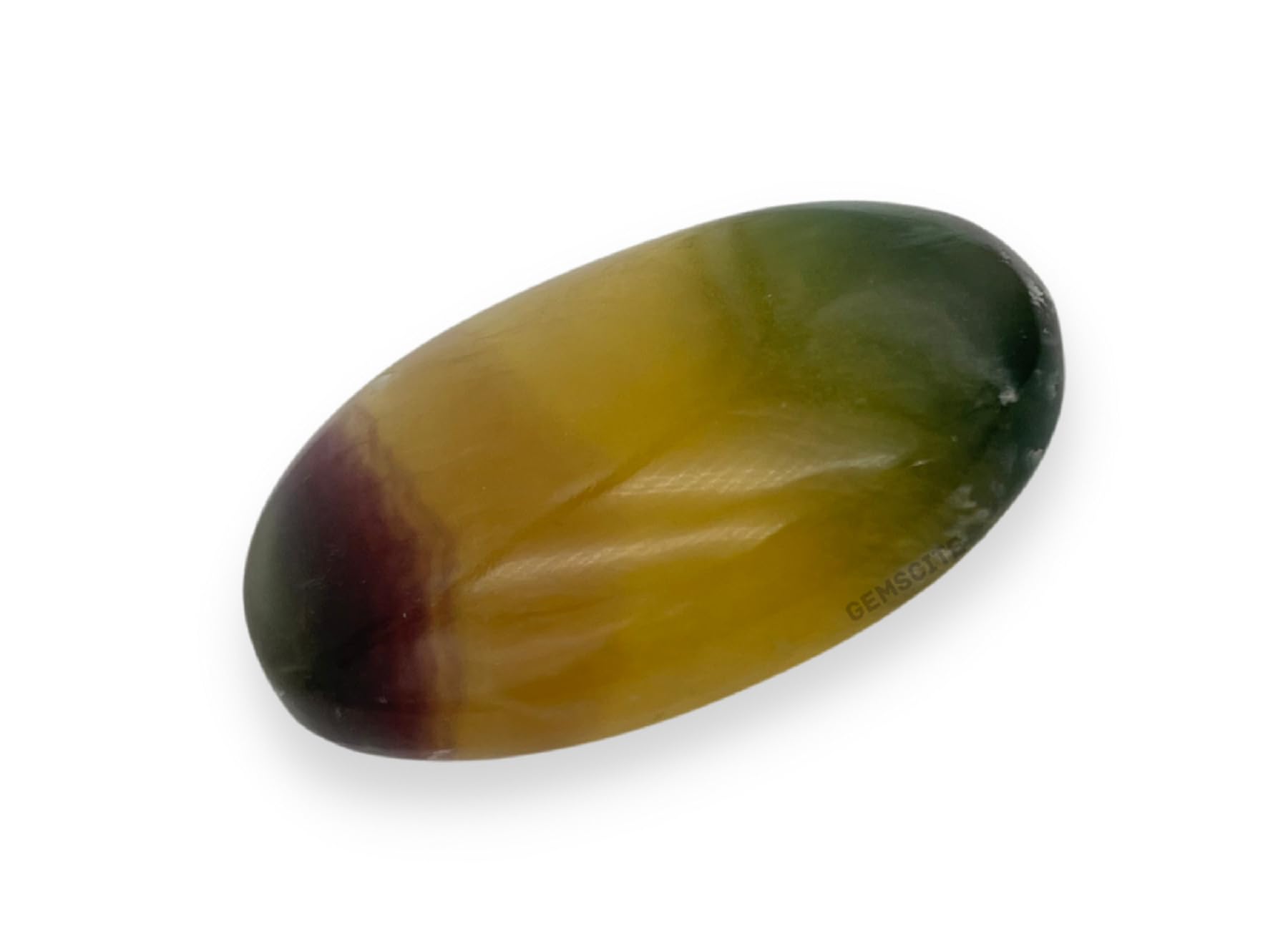 GEMSCITE Multi Fluorite palm stone meditation scene for relaxation and energy flow.