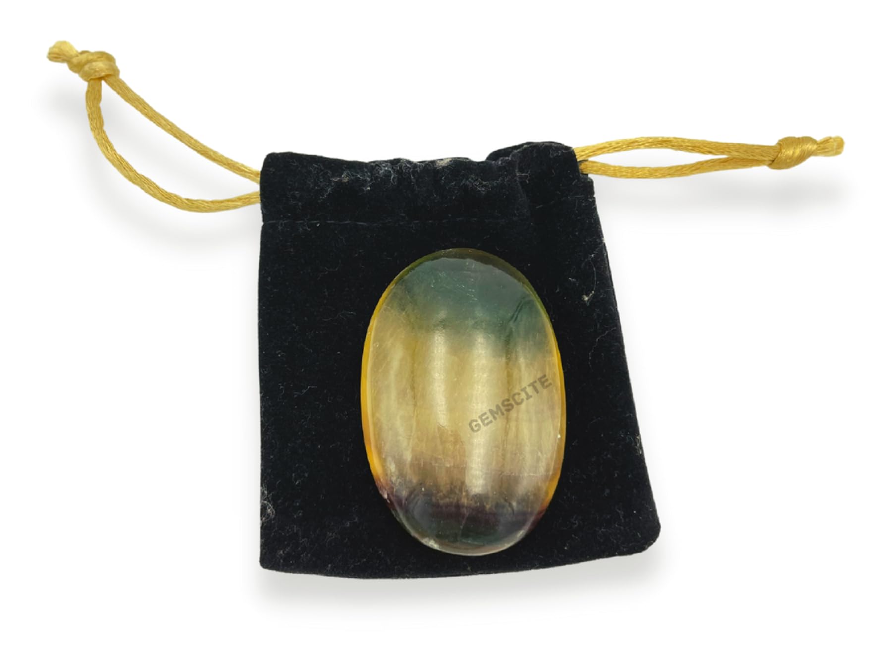 GEMSCITE Palm stone with velvet pouch, ideal for mindful travel and gifting.