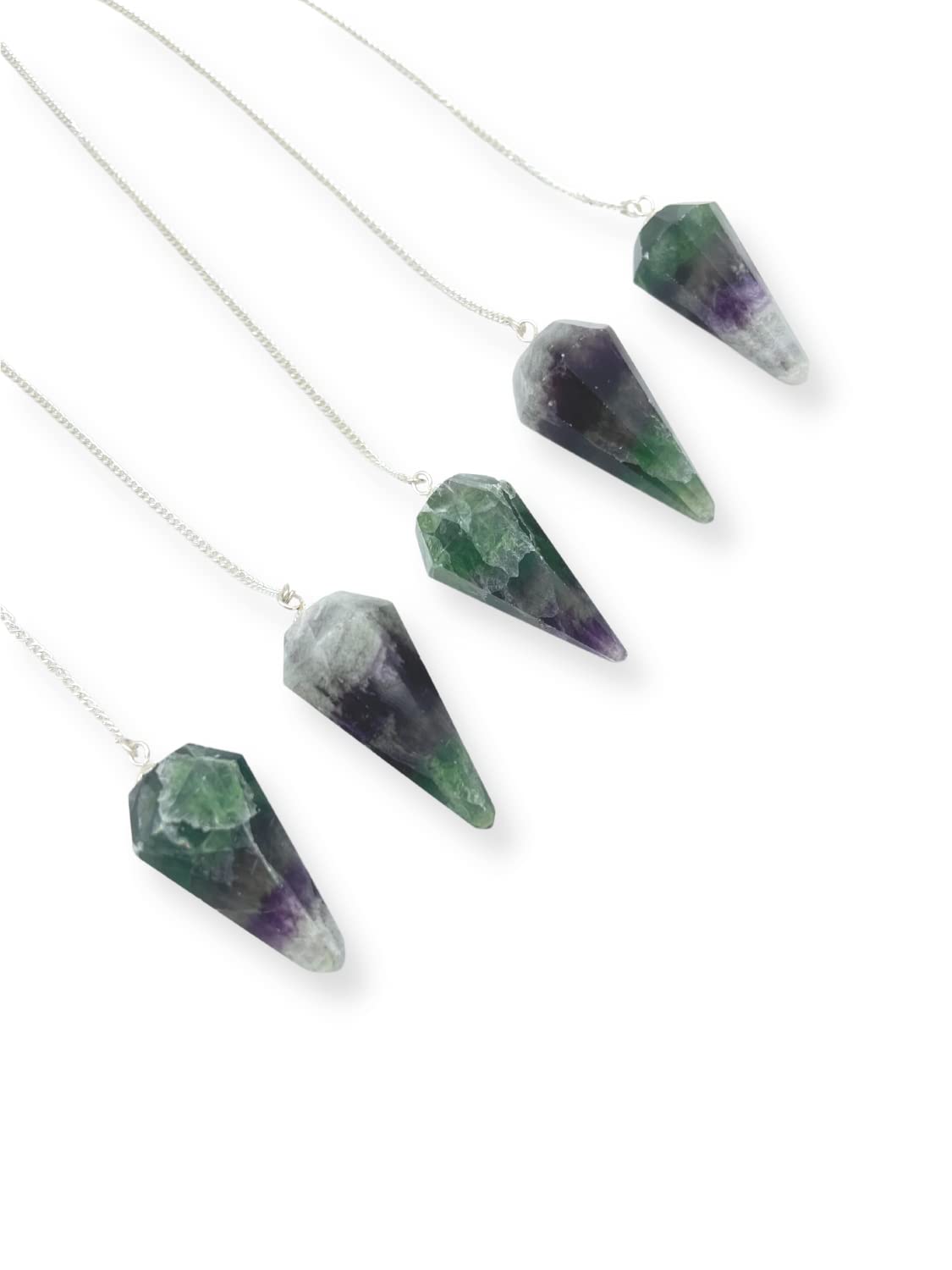 GEMSCITE 5-piece pendulum set in a pouch for meditation and divination guidance