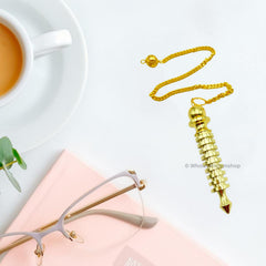 GEMSCITE polished gold pendulum ball catches light for smooth movement.