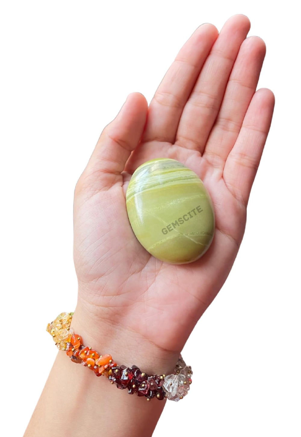 GEMSCITE reiki palm stone for steady hand placement during sessions.
