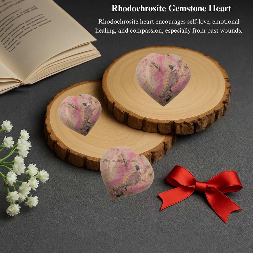 GEMSCITE rhodochrosite puff heart used in Reiki healing practice