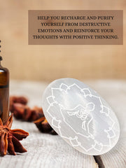 GEMSCITE Selenite palm stone in hand for relaxation and mindfulness