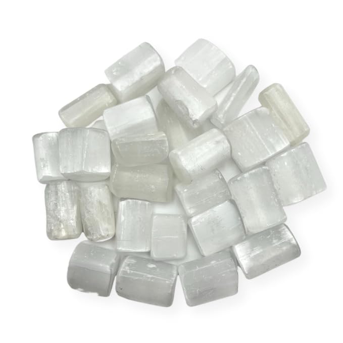 GEMSCITE selenite tumble stones kit for energy work and décor.