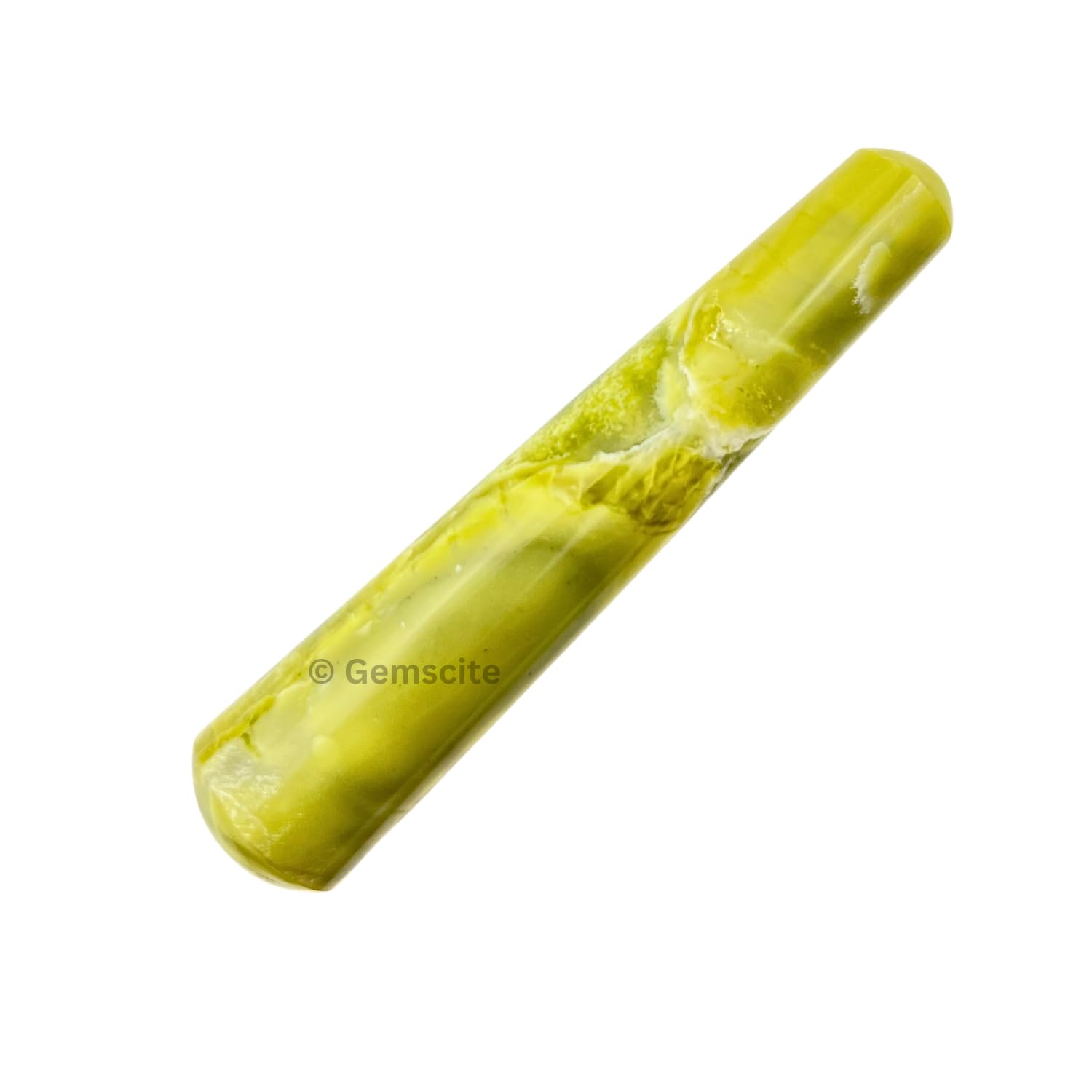 GEMSCITE Serpentine wand close-up reveals natural patterns for meditation
