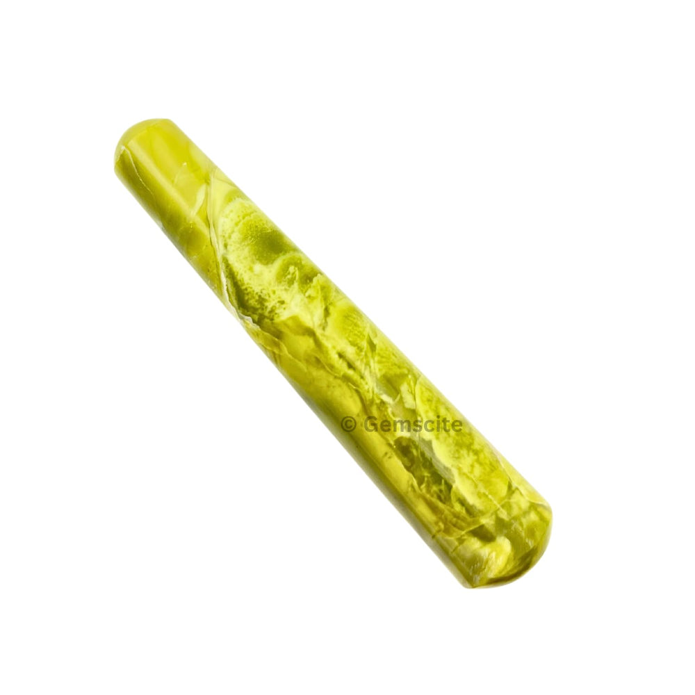 GEMSCITE Serpentine wand held in hand with smooth surface for mindful touch