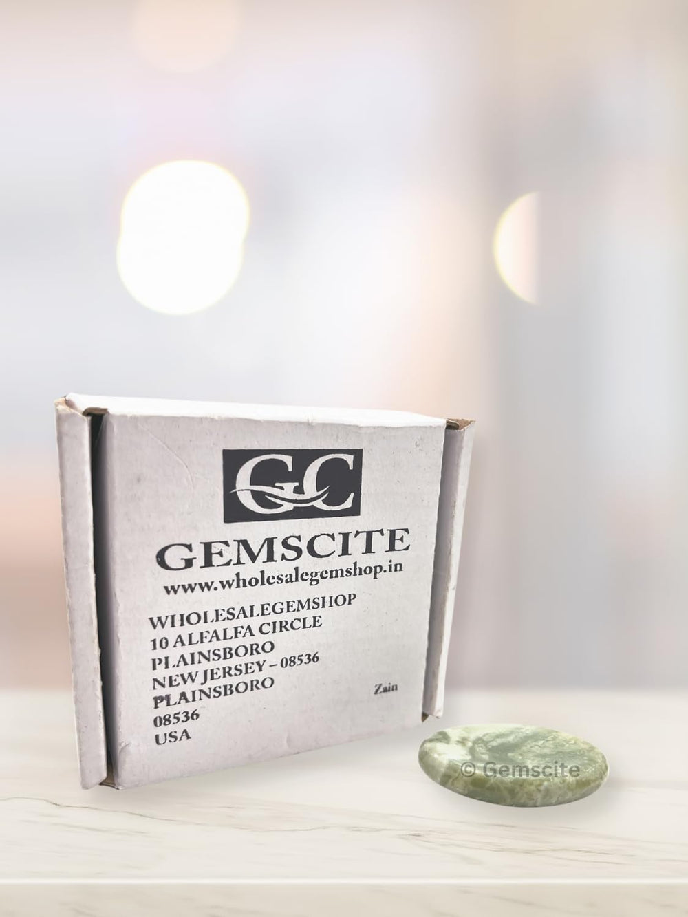 GEMSCITE Serpentine worry stone fits in a pocket for calm on the go.