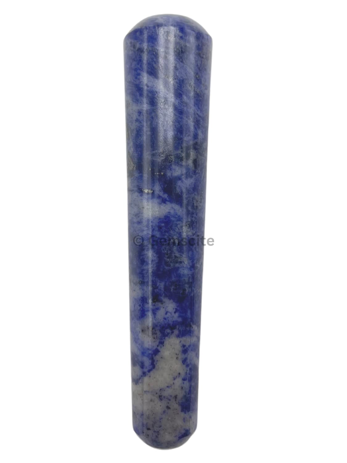 GEMSCITE Sodalite wand close-up displays natural veining and unique divination potential.