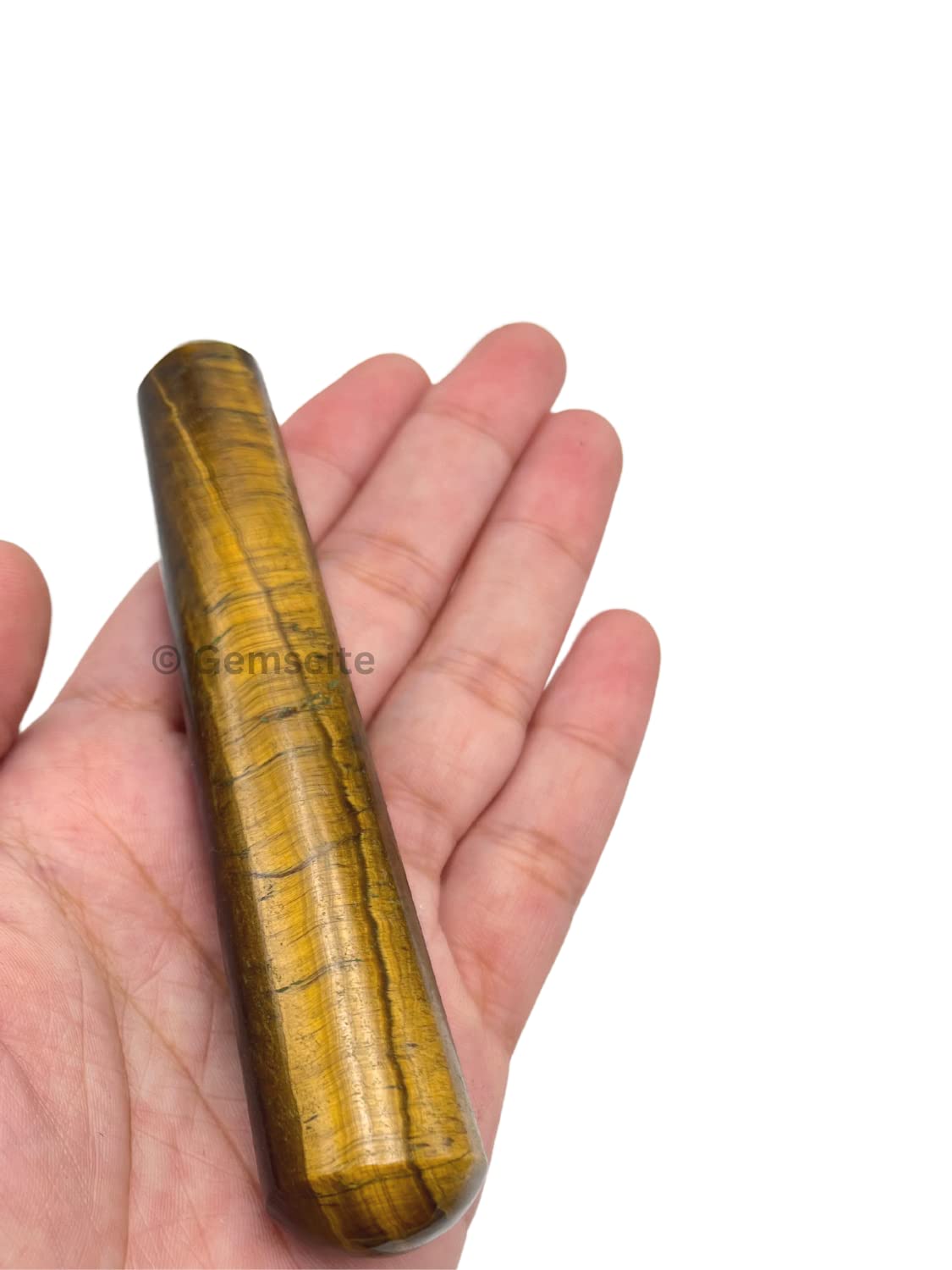 GEMSCITE Tiger Eye Wand in meditation scene enhances concentration.