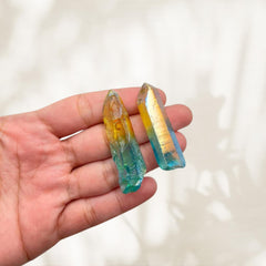 GEMSCITE Yellow Aqua Aura Quartz point rough crystal for home decor