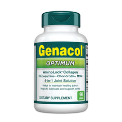 Genacol Optimum bottle front view with 90 tablets for joint support.
