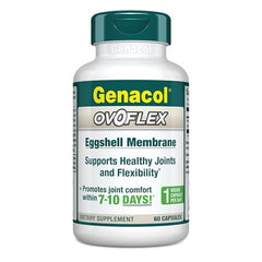 Genacol Ovoflex capsules displayed to convey daily dose of vegetarian joint care