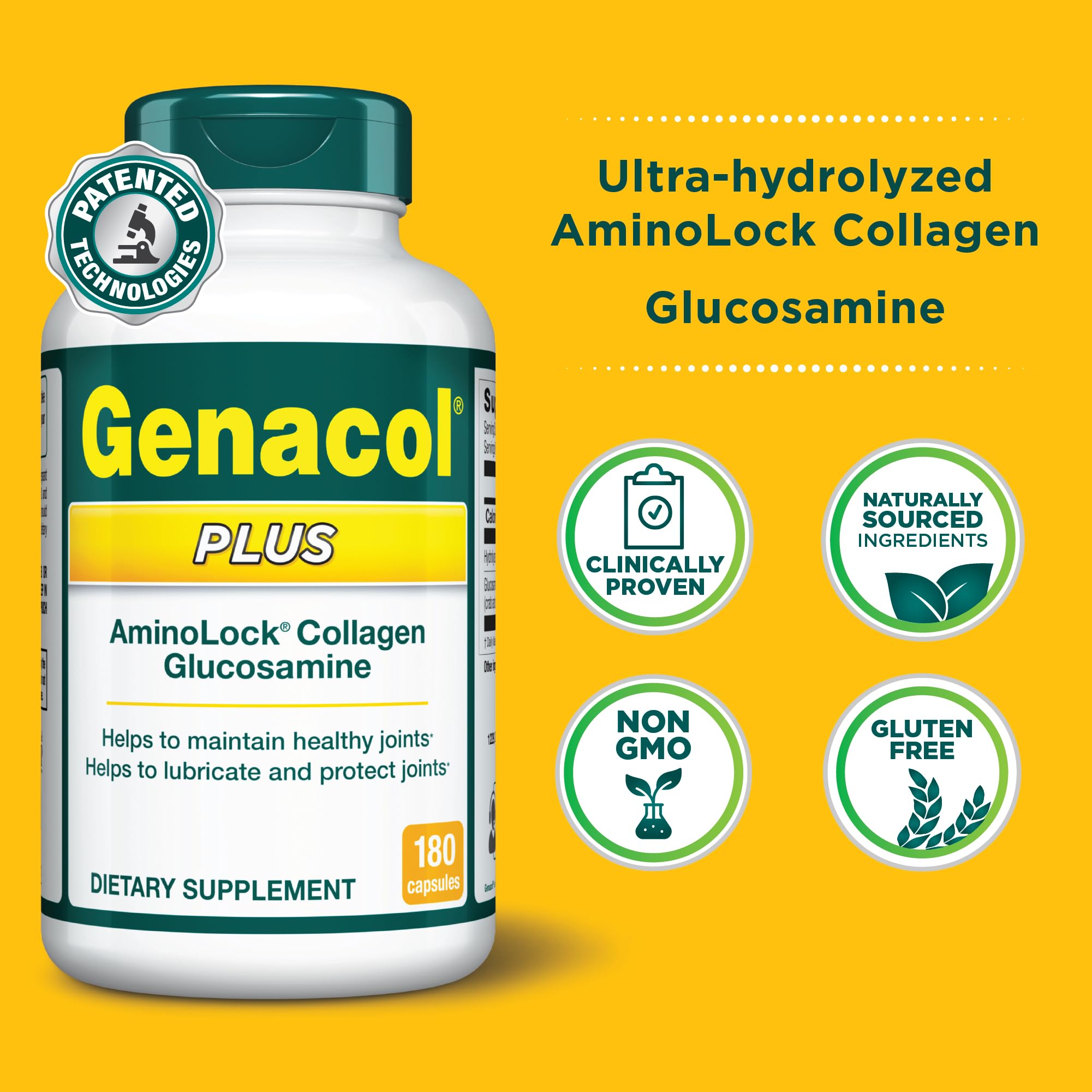 Genacol Plus bottle pour demonstrates easy dosing for ongoing mobility.