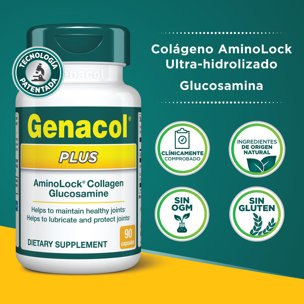Genacol Plus glucosamine capsules signal cartilage-friendly support.