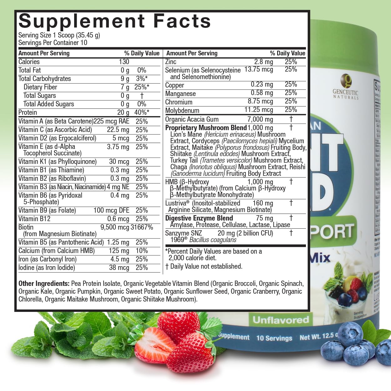 Genceutic Naturals unflavored smoothie mix ready for healthy beverages