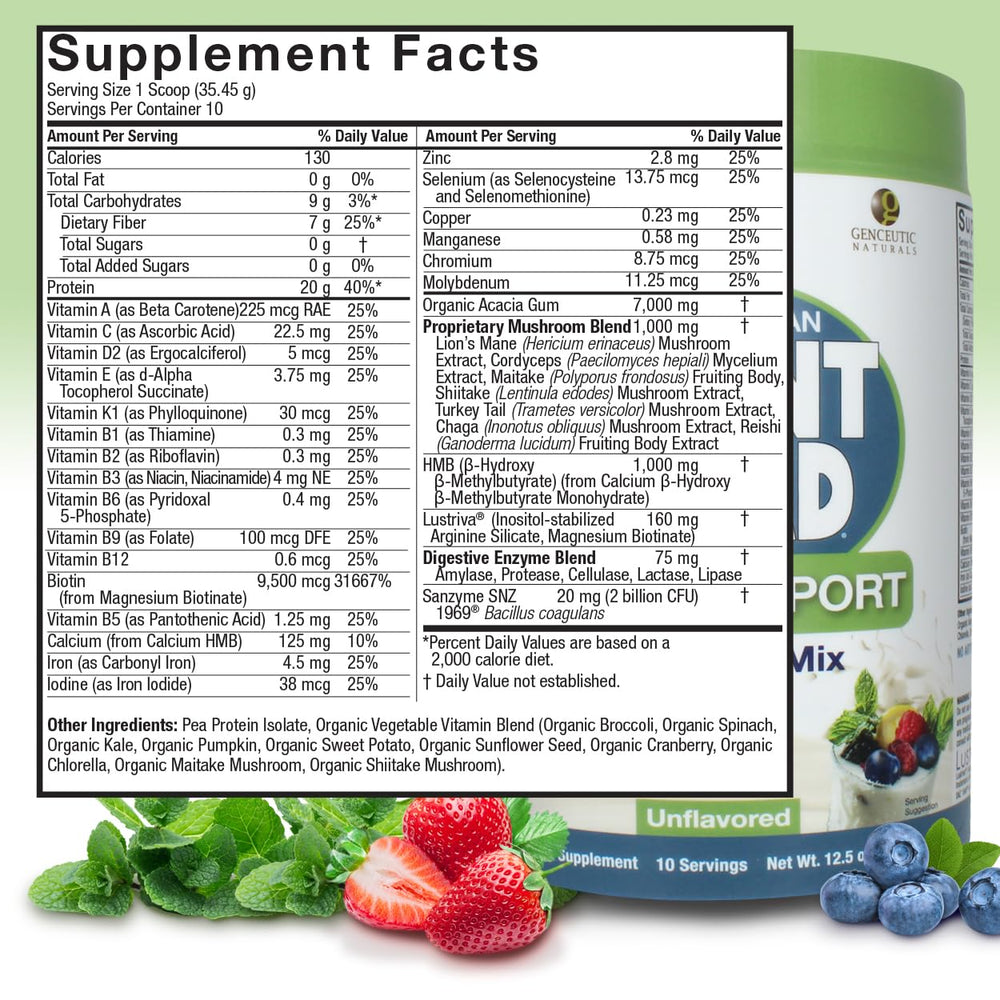 Genceutic Naturals unflavored smoothie mix ready for healthy beverages