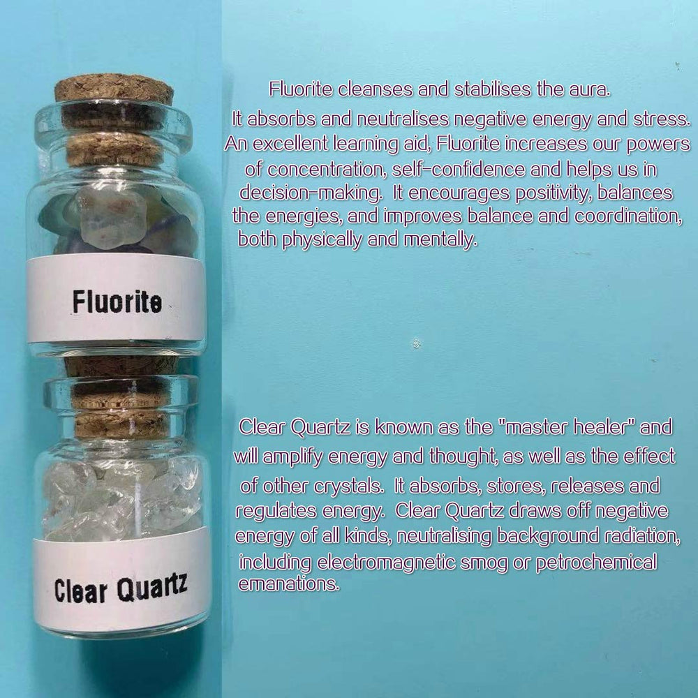 Generic 45-crystal bottles display case showing versatile crystals.