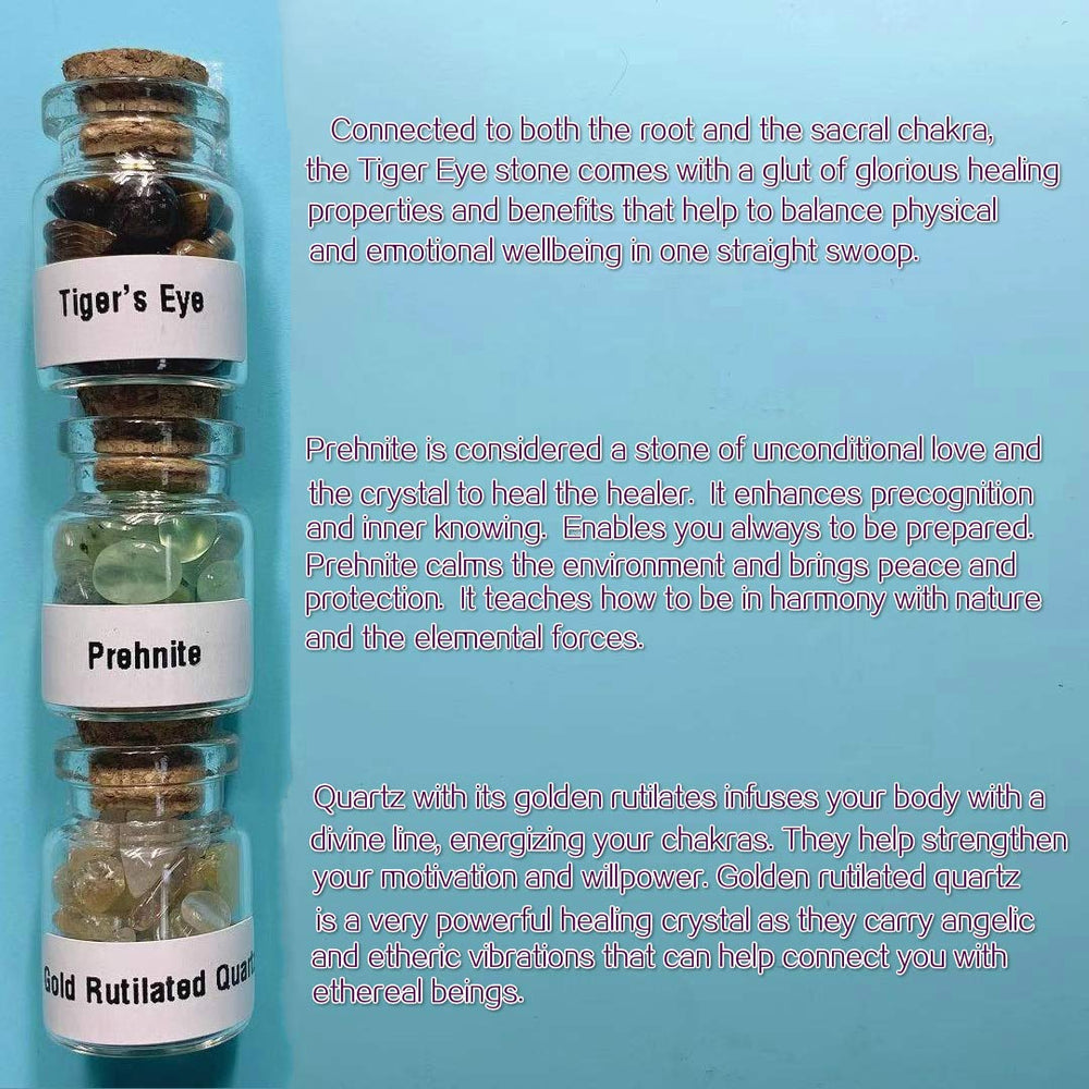Generic 45-crystal bottles arranged for meditation or ritual use.