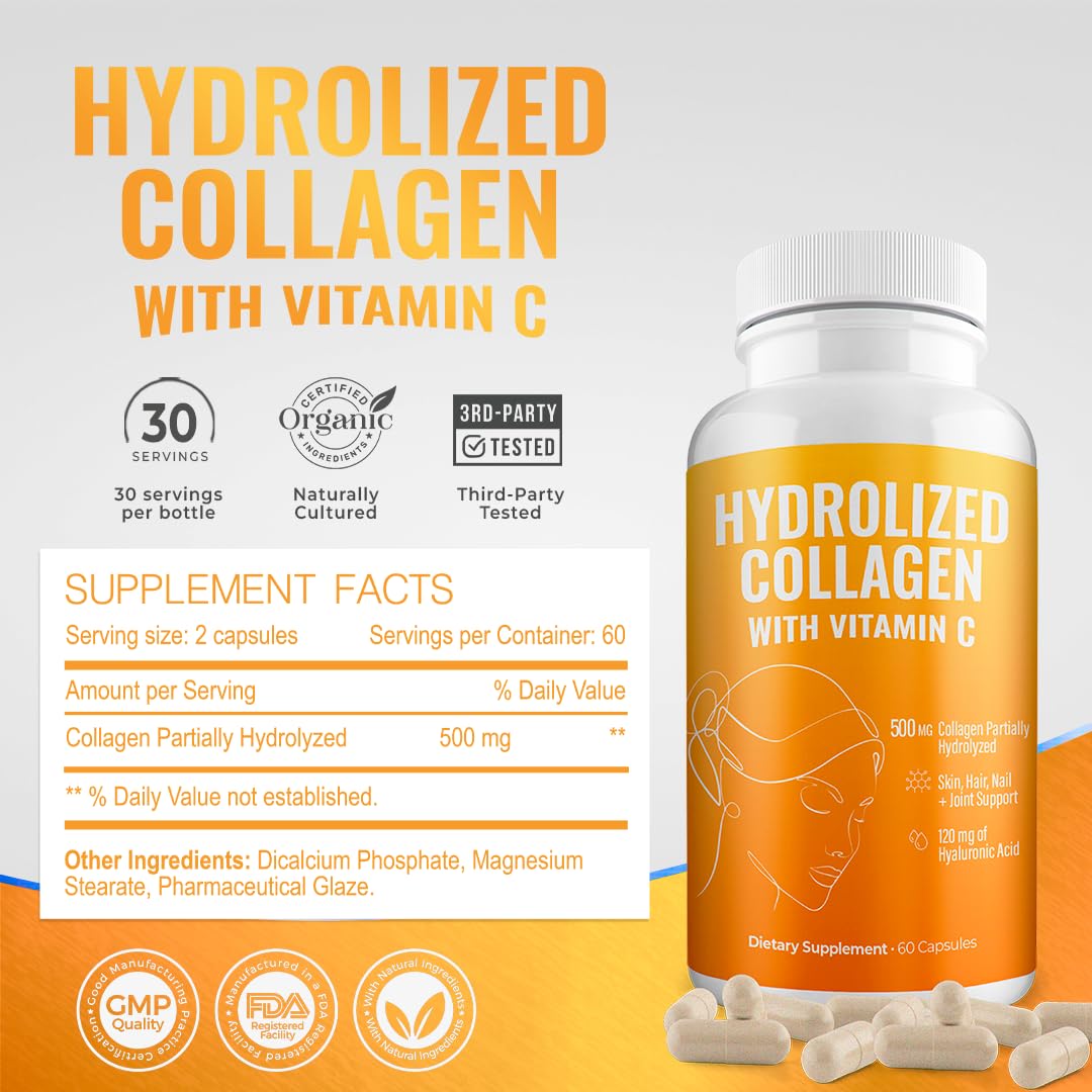 Generic Aura capsule closeup captures smooth hydrolyzed collagen texture.