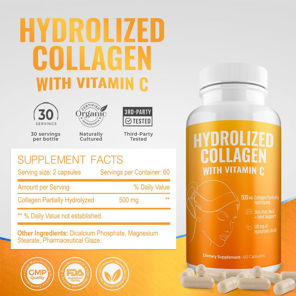 Generic Aura capsule closeup captures smooth hydrolyzed collagen texture.