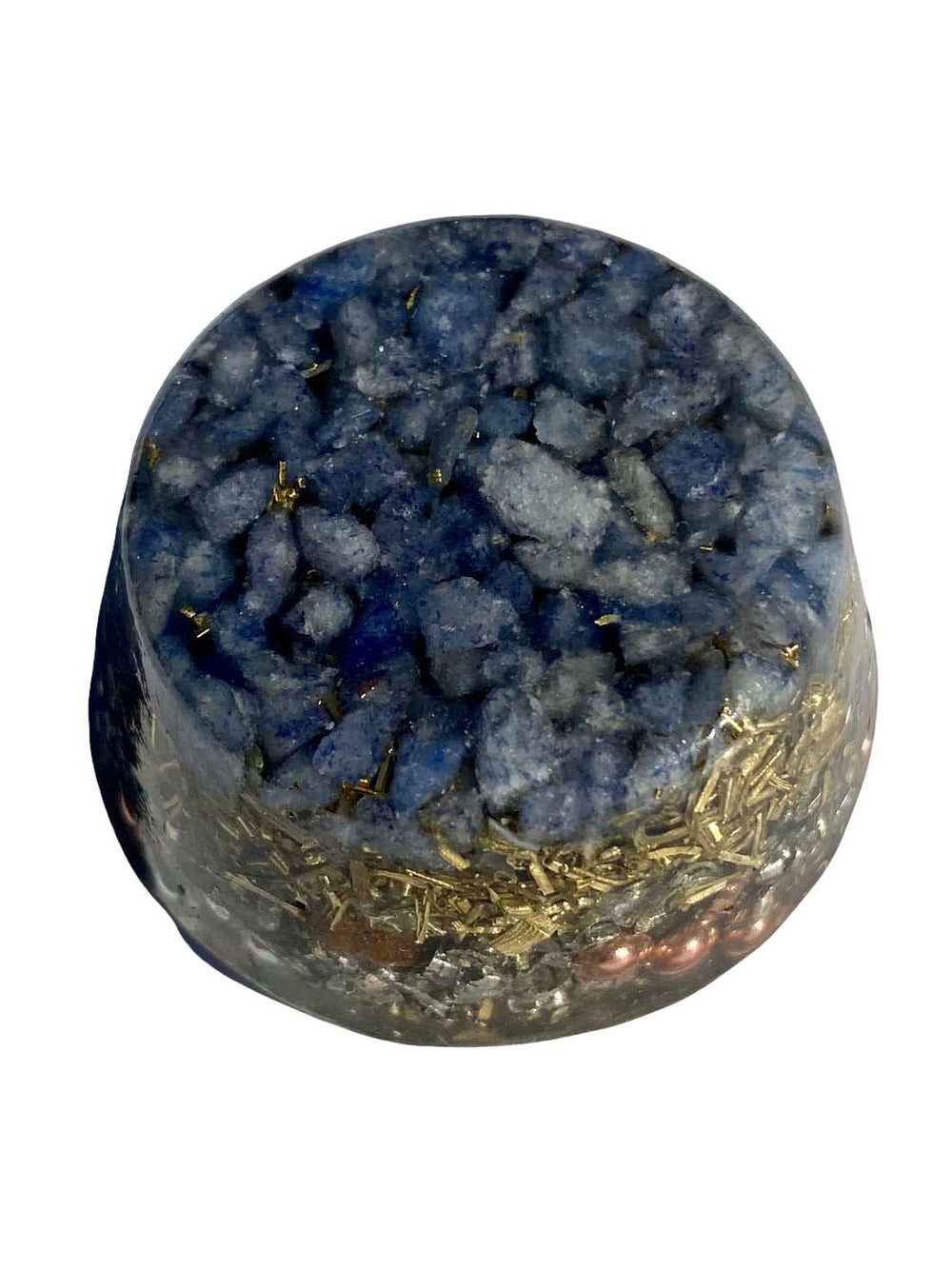 Generic Blue Quartz tower-buster orgonite centerpiece for calm ambience