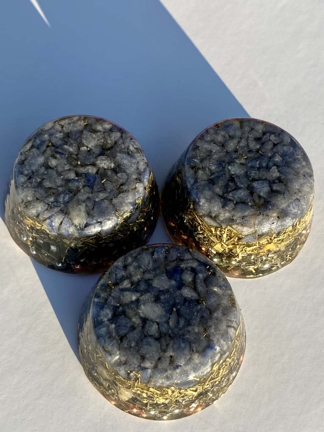 Generic blue quartz orgonite product detail highlighting craftsmanship