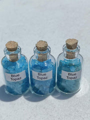Generic Blue Topaz Crystal Mini Bottle ready for necklace or jewelry project.