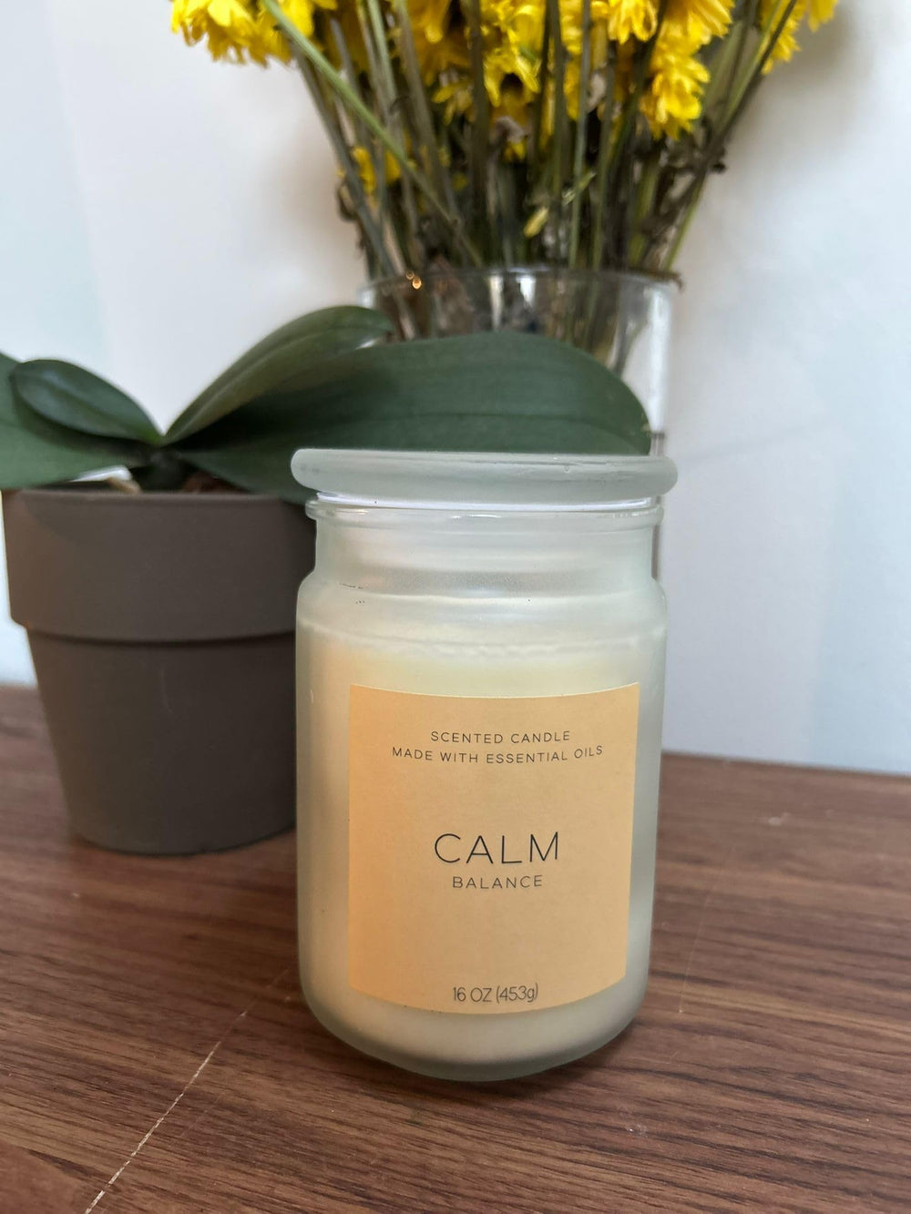 Generic Calm Balance candle packaging and premium lid
