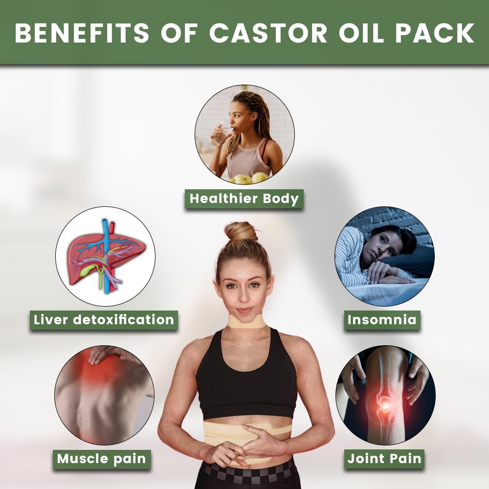 Generic Castor Oil Pack Wrap around the neck provides warming comfort and hands-free wear