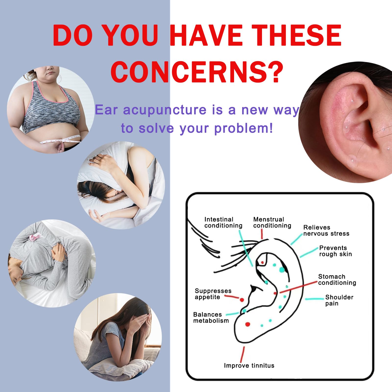 Generic Ear Seeds applied to ear points for calm daily wellness.